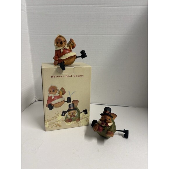Rare Cracker Barrel Exclusive Harvest Bird Couple Fall Table Decor Resin w/Box - Picture 1 of 9
